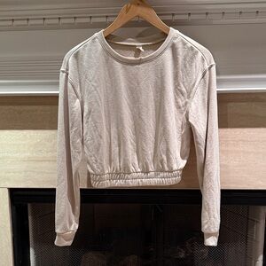 Rewash Cream Cropped Pullover Sweatshirt